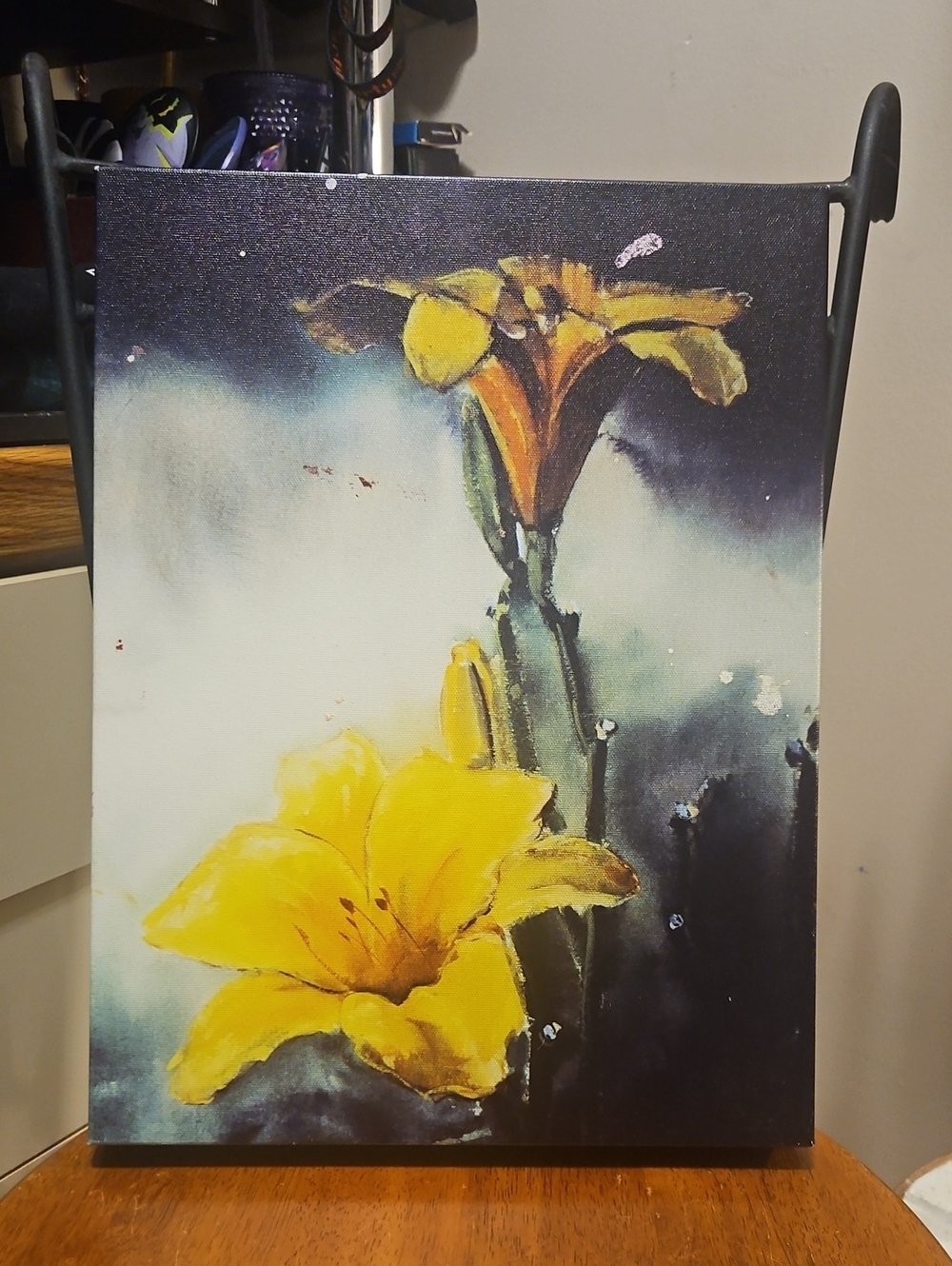 Yellow Lily Floral Canvas Wall Art - Unbranded